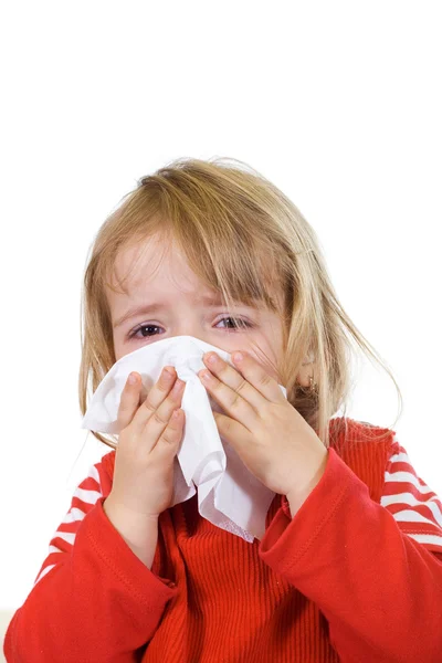 Little girl with a bad cold — Stock Photo, Image