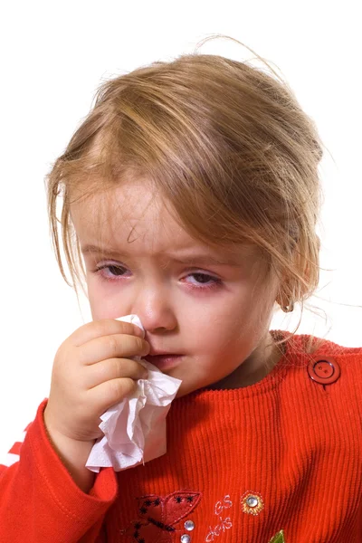 Little girl with a severe flu — Stock Photo, Image