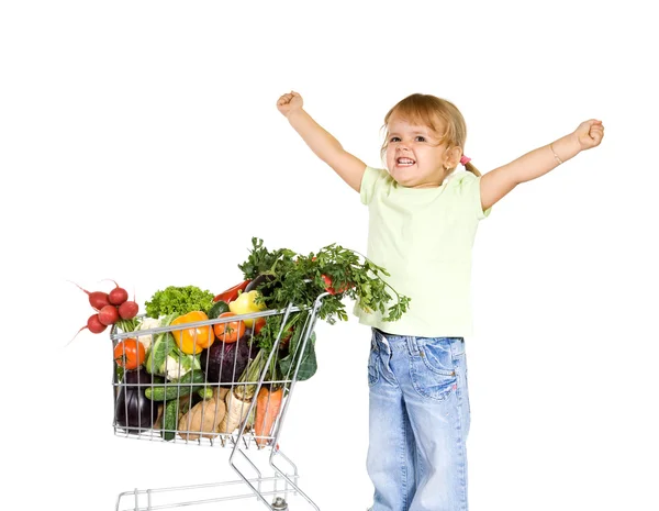 Little girl with healthy food — Stock Photo, Image