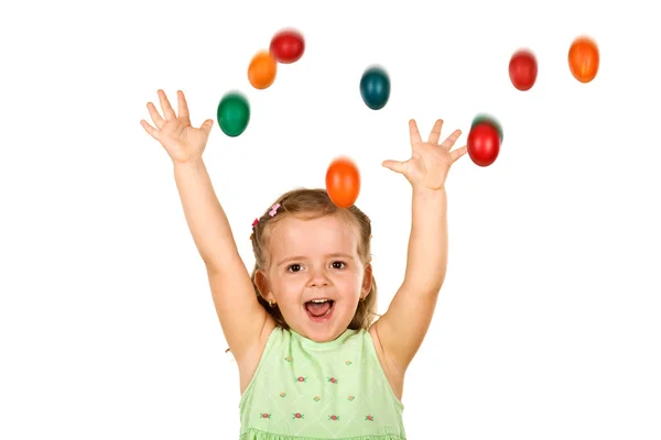 Dziewczynka zadowolony około Wielkanocy — Zdjęcie stockowe