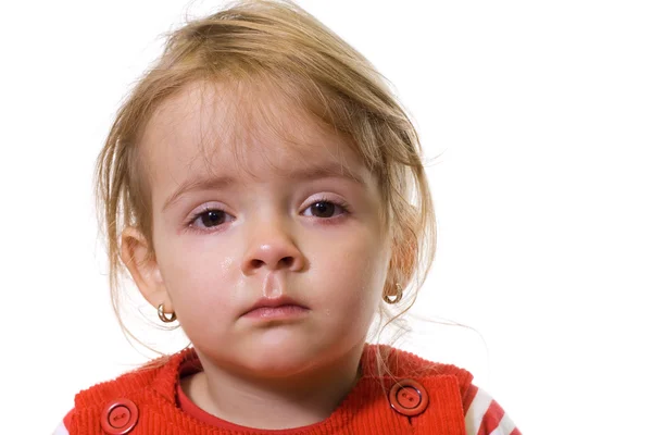 Şiddetli grip ile küçük kız — Stok fotoğraf