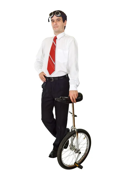 Zakenman met monocycle — Stockfoto