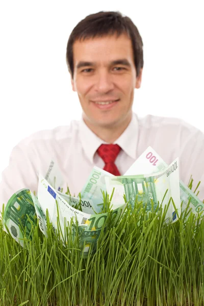 Uomo d'affari fiducioso coinvolto nel business verde — Foto Stock