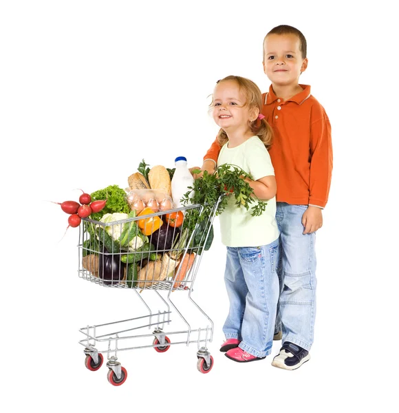 Barn shopping hälsosam mat — Stockfoto
