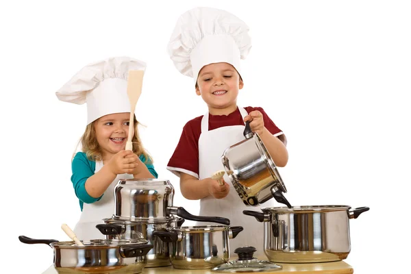 Happy chefs making noise — Stock Photo, Image