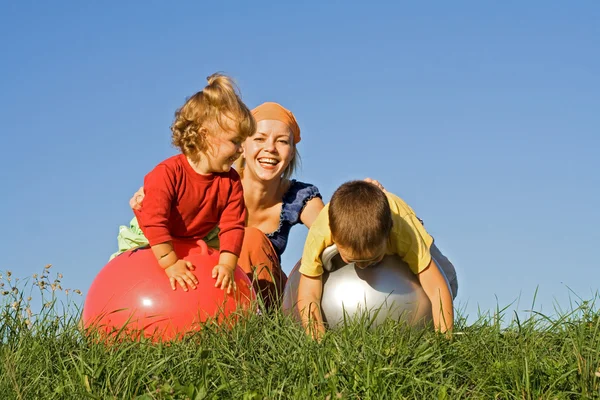 stock image Family playing outdoors