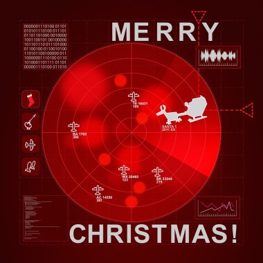 Santa caught on radar - it is Christmas time clipart