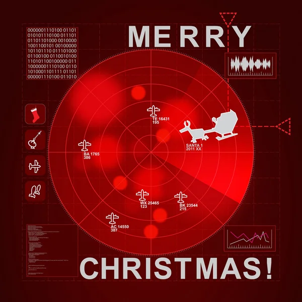 圣诞老人在雷达上抓住了-它是圣诞节的时候 — 图库矢量图片