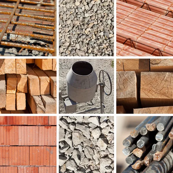 Colagem de materiais de construção — Fotografia de Stock