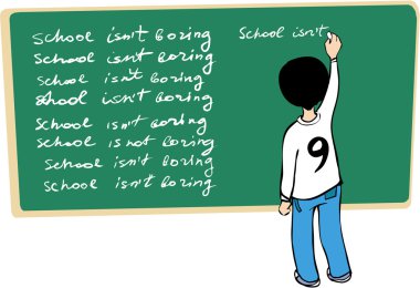 Kid writing on the blackboard clipart