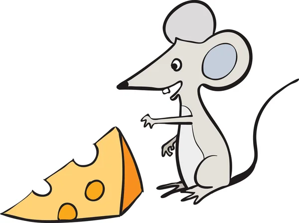 Mouse and a slice of cheese — Stock Vector