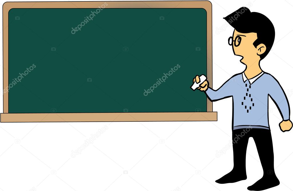 Cartoon teacher standing by the blackboard Stock Vector Image by ©plut  #6608577