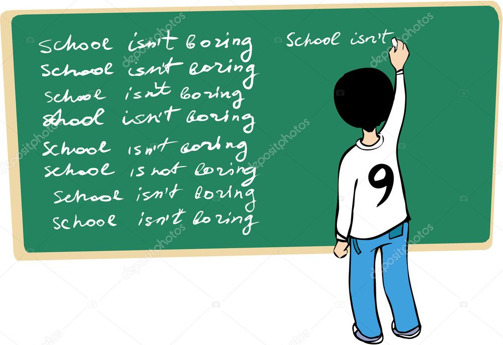 Kid writing on the blackboard