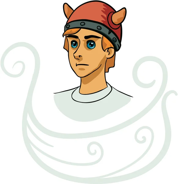 Portrait of young viking cartoon character — Stock Vector