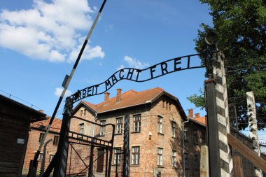 Entrance gate to Auschwitz concentration camp clipart