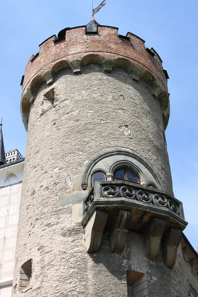 Romantický balkon v středověký hrad — Stock fotografie