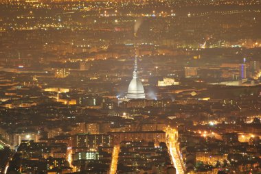 Turin night landscape from Superga clipart