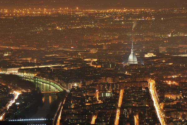 Turin Nacht Landschaft von superga — Stockfoto