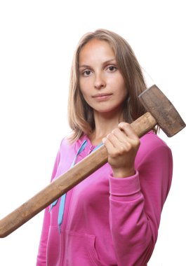 Woman with hammer clipart