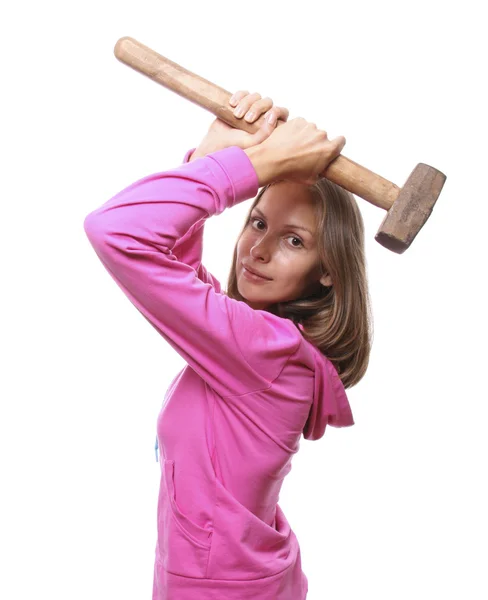 Donna con martello — Foto Stock