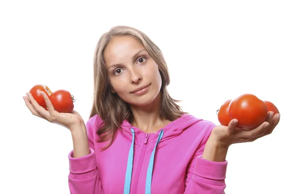Mujer con tomates — Foto de Stock