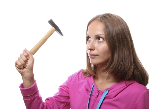 Woman with hammer — Stock fotografie