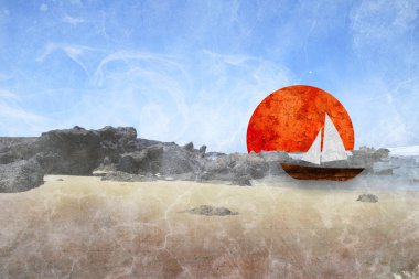 Sailboat, sea illustration clipart