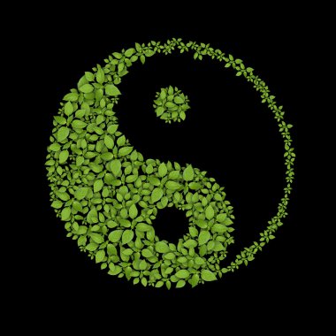 Floral yin yang symbol, natural harmonies icon clipart