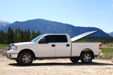 White Pick-up Truck clipart