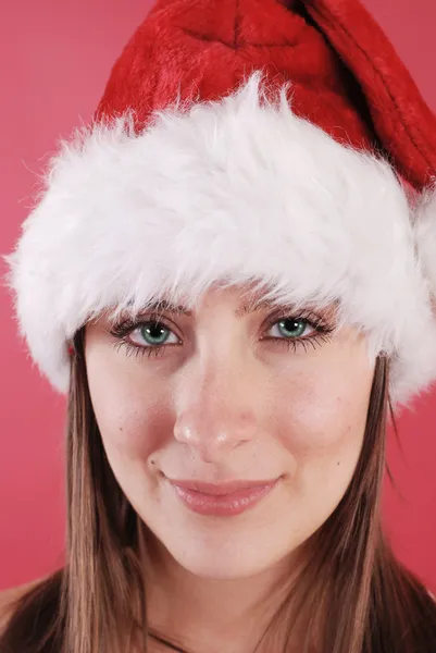 Girl in Christmas Hat — Stock Photo, Image