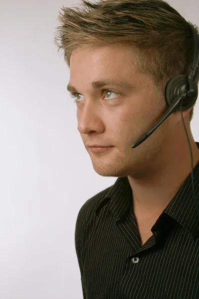 Handsome Man with Headset — Stock Photo, Image
