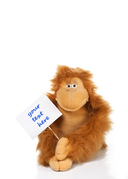 Opice drží značku — Stock fotografie
