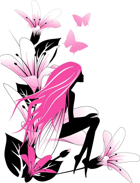 Fée sur fleur — Image vectorielle