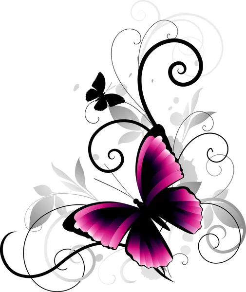 Mariposa rosa — Vector de stock