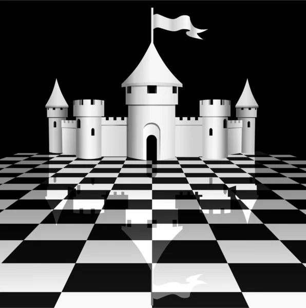 Castle on chessboard — Stock Vector