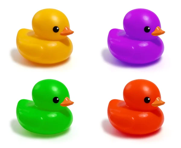 Four colored ducks — Stock Photo, Image