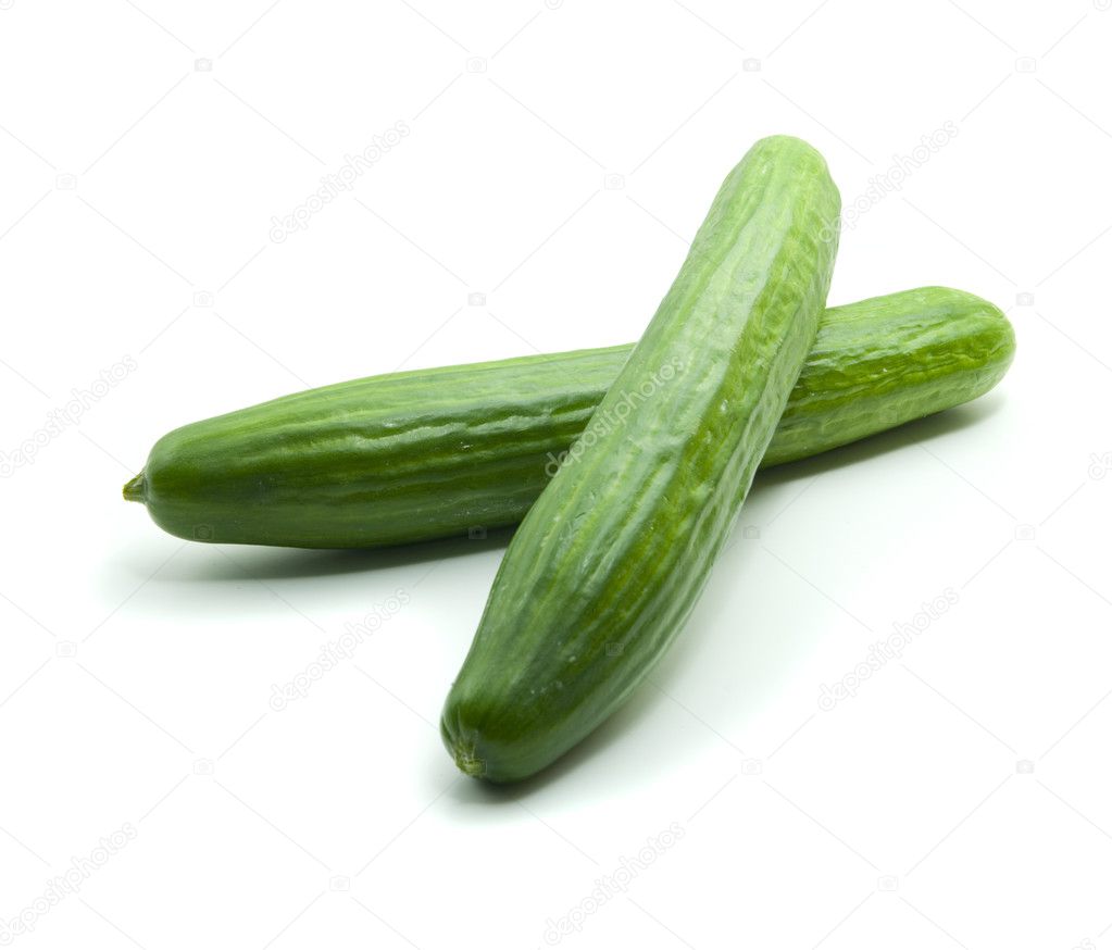 Two isolated cucumbers