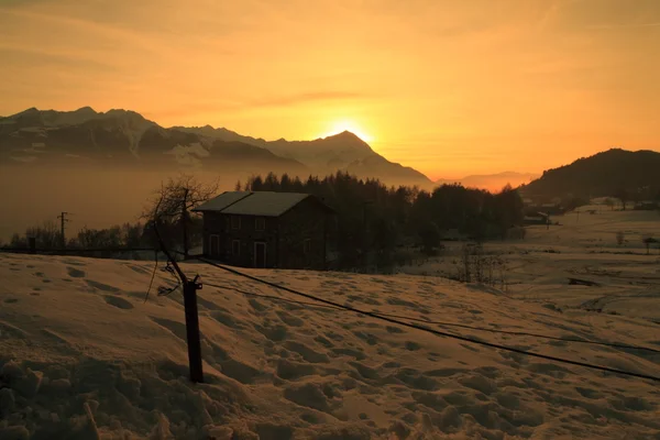 Alperna & sunset — Stockfoto