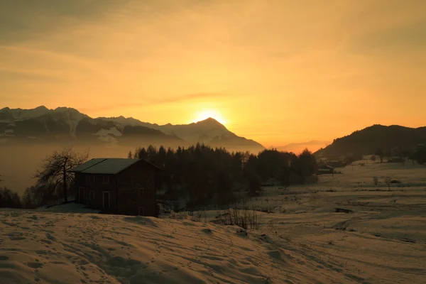 Alperna & sunset — Stockfoto