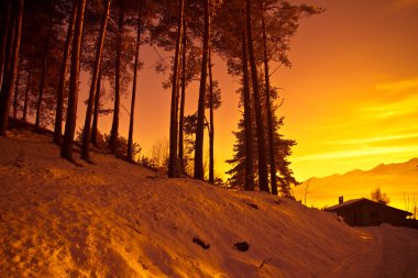 Alps at sunset - Poira(Valtellina) - Italy clipart