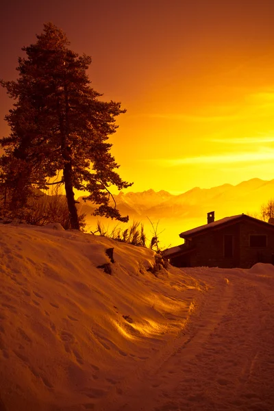 Alpes au coucher du soleil - Poira (Valtellina) - Italie — Photo