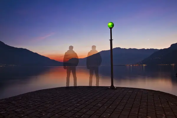 Jezero Como při západu slunce — Stock fotografie
