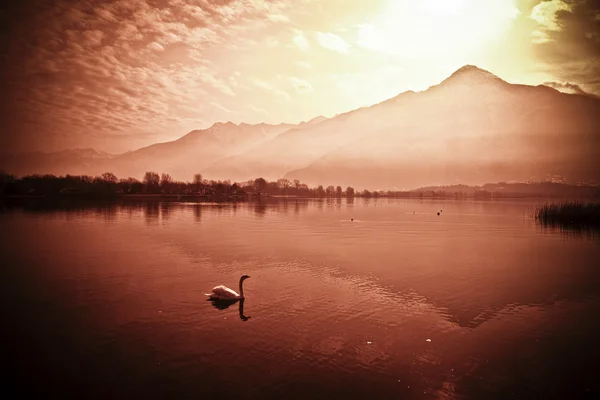 Lago Como ao pôr-do-sol — Fotografia de Stock