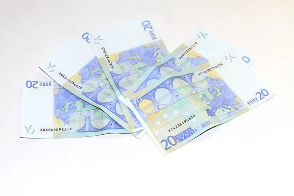 Euro banknote & coins — Stock Photo, Image