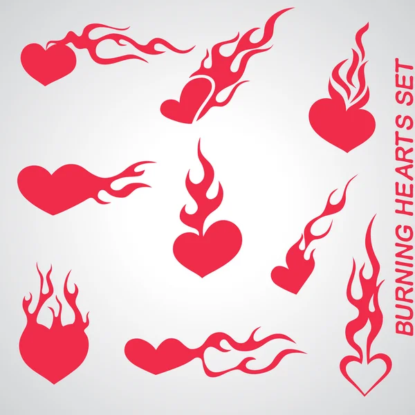 stock vector Burning Hearts