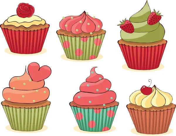 Sketchy Cupcakes Set. — Stock Vector