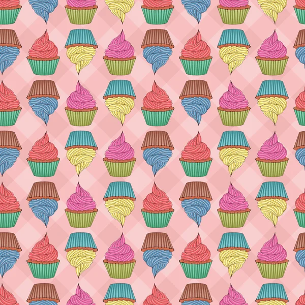 Naadloze cupcakes. — Stockvector