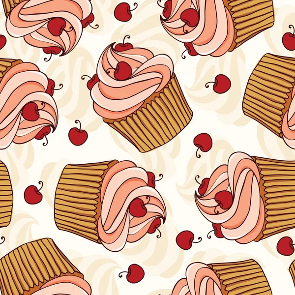 Patrón de cupcakes sin costura — Archivo Imágenes Vectoriales
