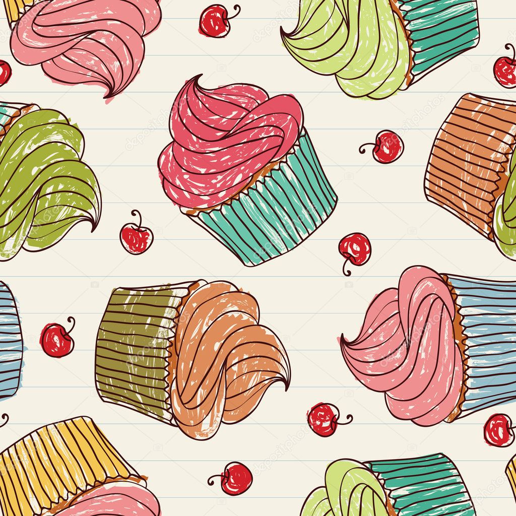 Cupcakes seamless pattern