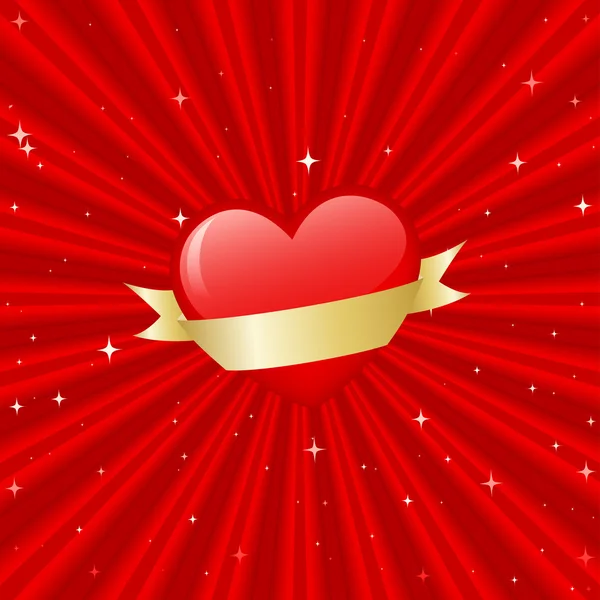 Coeur avec bannière — Image vectorielle